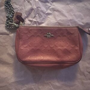 Preowned Coach Pink Leather Women's Makeup Bag